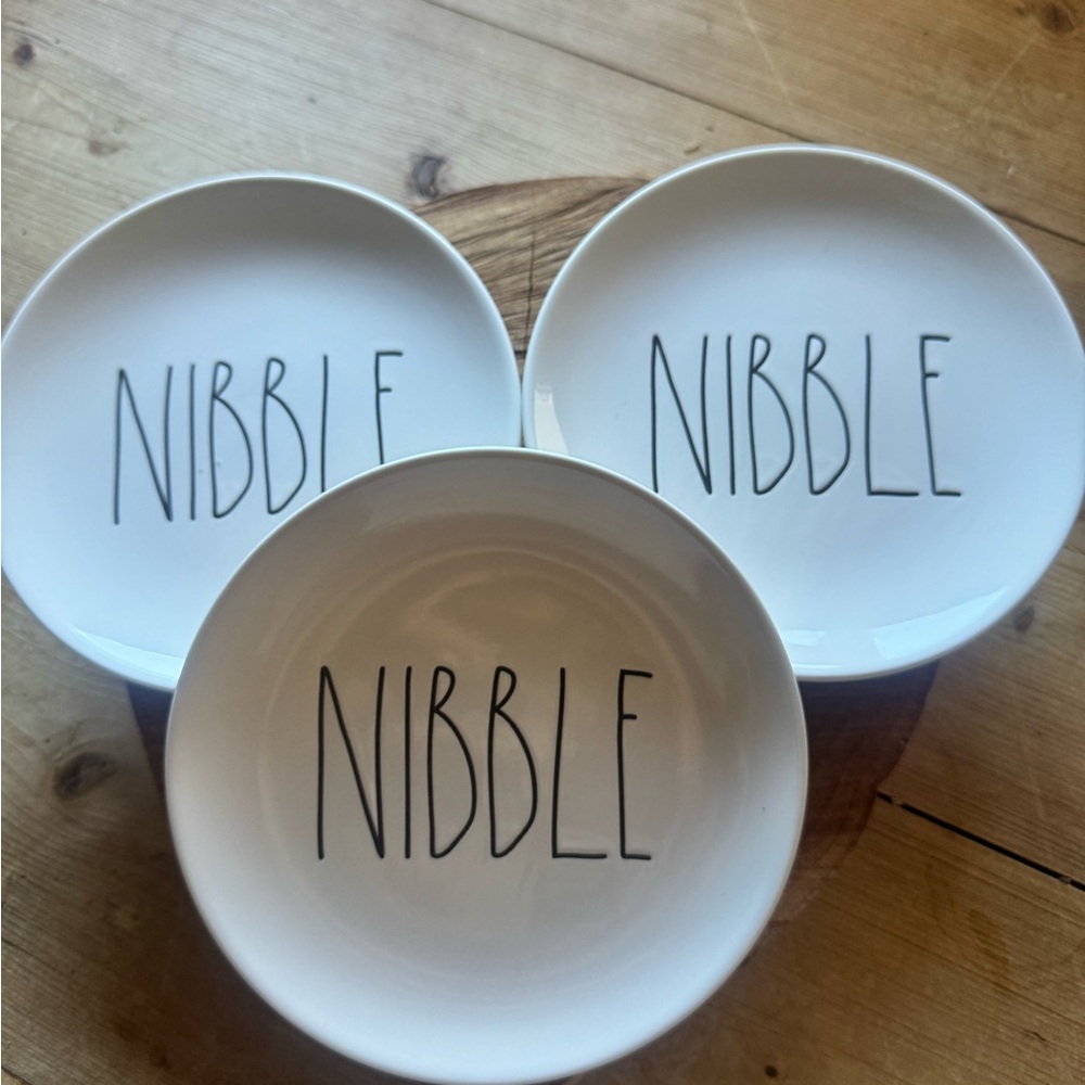Rae Dunn White 'Nibble' Plate Trio